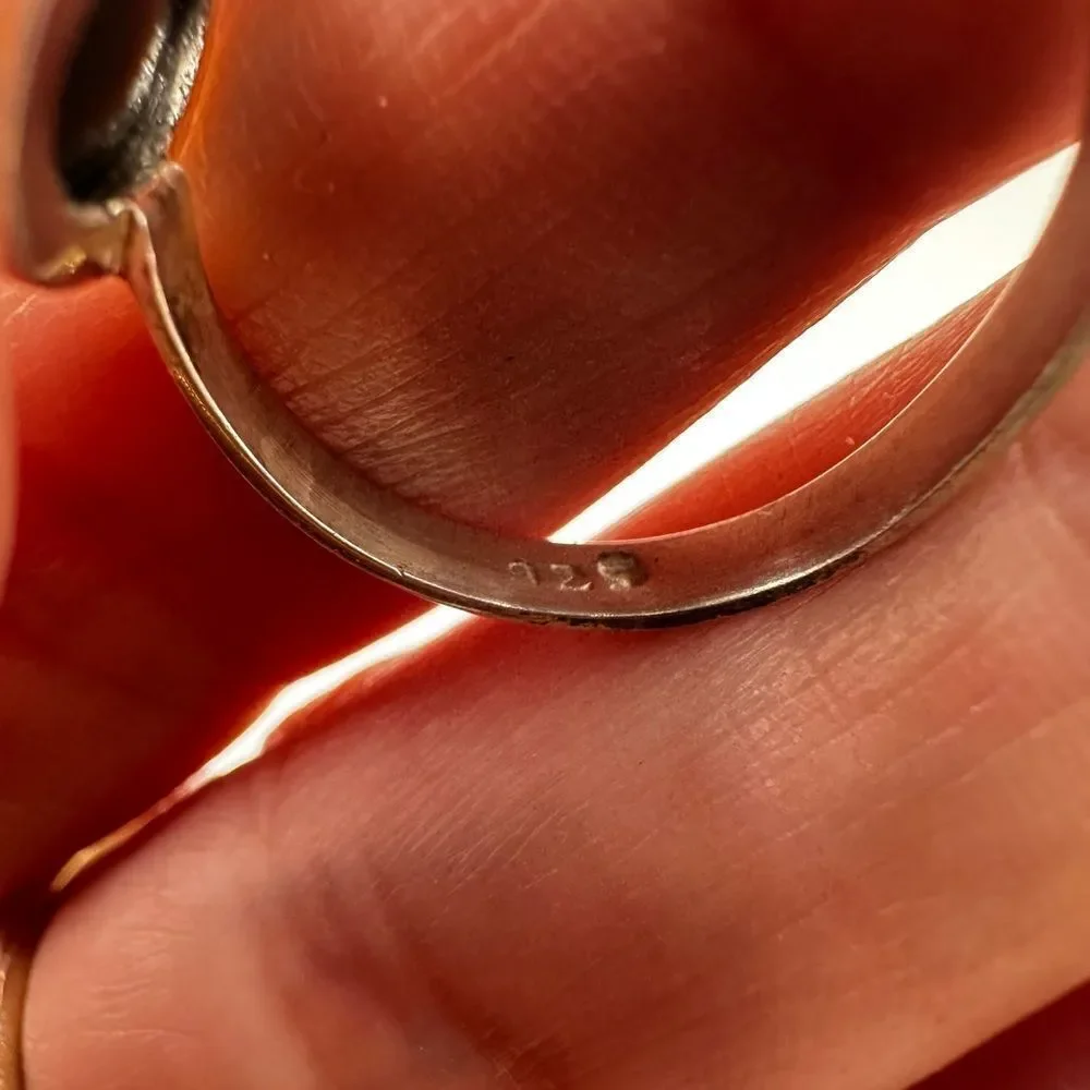 NWOT 6x10m oval Opal cabochon solitaire setting‎ ring in solid sterling silver!